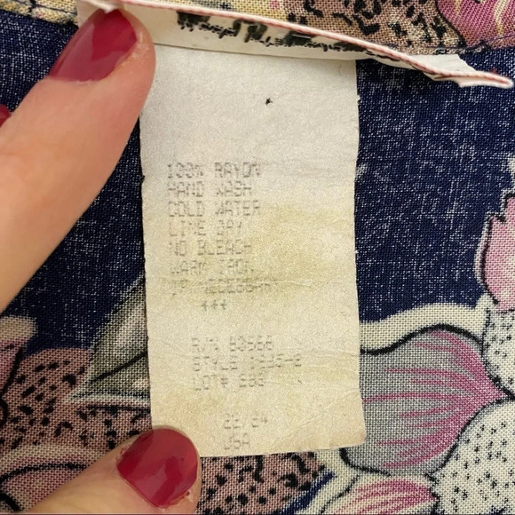 Vintage 80s Floral Printed Button Down Blouse Shoulder Pads Womens Plus Size 1X - Picture 10 of 15
